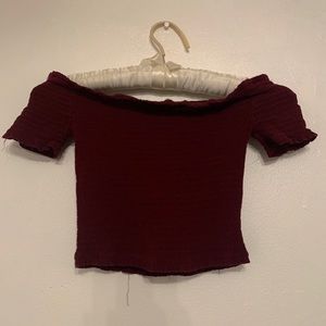 Maroon crop top. Ruffle top!